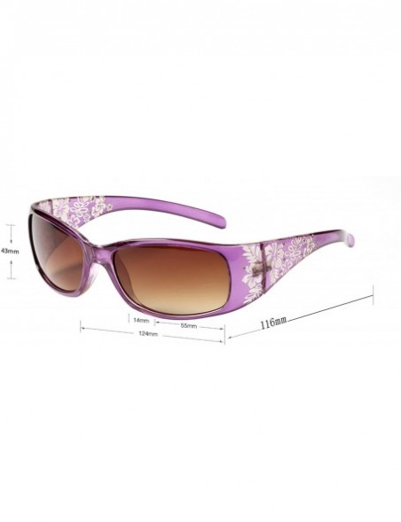 Rectangular design Women Floral Print Flower Sunglasses Lsx311 - Purple - CY11JDZLNDN $19.42