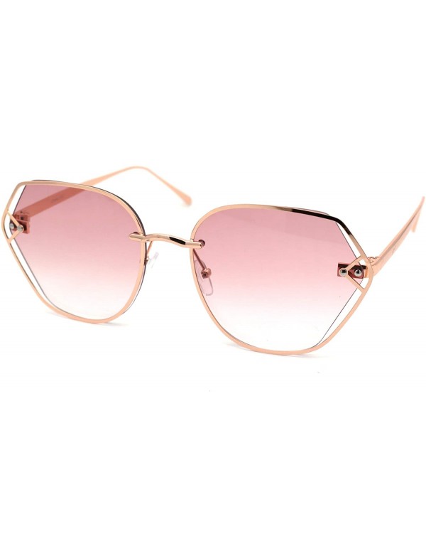 Butterfly Womens Luxury Metal Rim Geometric Chic Fashion Sunglasses - Rose Gold Pink - CD18Z6RZR3K $11.48