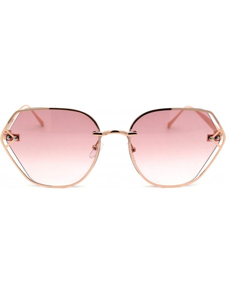 Butterfly Womens Luxury Metal Rim Geometric Chic Fashion Sunglasses - Rose Gold Pink - CD18Z6RZR3K $11.48