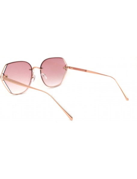 Butterfly Womens Luxury Metal Rim Geometric Chic Fashion Sunglasses - Rose Gold Pink - CD18Z6RZR3K $11.48