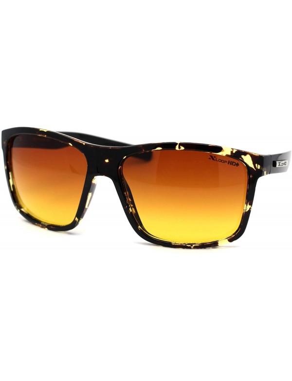Sport HD+ Amber Lens Rectangle Horn Rim Sport Sunglasses - Tortoise Black - CL195ZXAZ5W $12.71