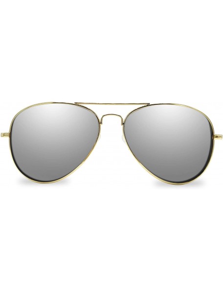 Sport Aviator Metal Frame Sunglasses - Silver Mirror Lens/Gold Frame - CZ128OHMYOH $12.73
