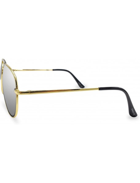 Sport Aviator Metal Frame Sunglasses - Silver Mirror Lens/Gold Frame - CZ128OHMYOH $12.73