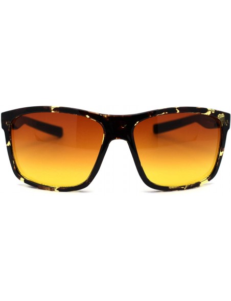 Sport HD+ Amber Lens Rectangle Horn Rim Sport Sunglasses - Tortoise Black - CL195ZXAZ5W $12.71