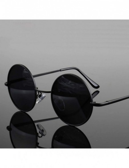 Oval Retro Vintage Round Polarized Sunglasses Men Women Sun Glasses Metal Frame Black Lens Eyewear Driving - CV197Y754R3 $15.17