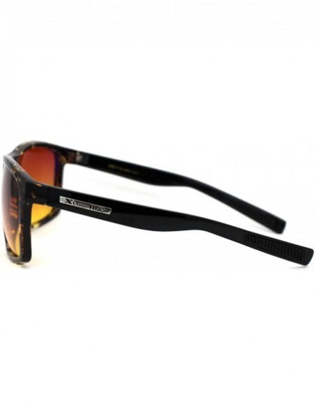 Sport HD+ Amber Lens Rectangle Horn Rim Sport Sunglasses - Tortoise Black - CL195ZXAZ5W $12.71