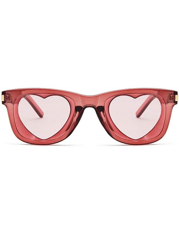 Square Trend Fashion Love Heart Sexy Shaped Sunglasses For Women Girls Brand Designer party sunglassesUV400 - Red - C018U2GYI...