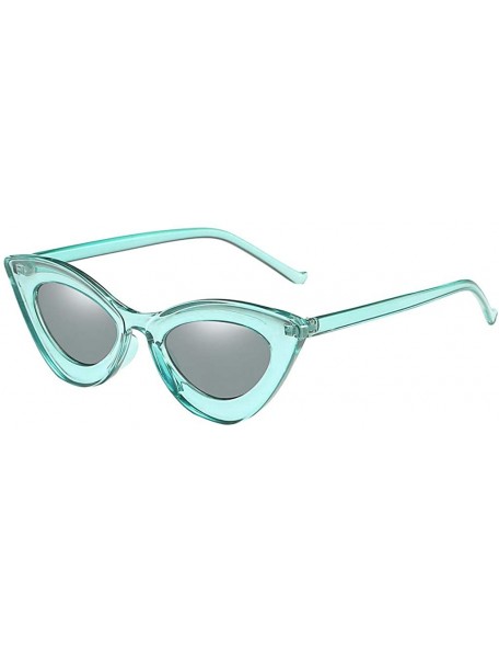 Cat Eye Classic Vintage Narrow Cat Eye Sunglasses for Women Clout Goggles Designer Plastic Frame - Green - C9196ZC6S9X $10.89