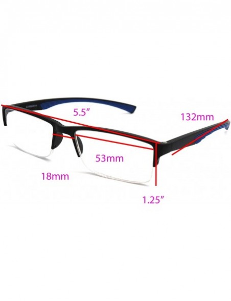 Rectangular 6904 SECOND GENERATION Semi-Rimless Flexie Reading Glasses NEW - A7 Blue - C518WY8X6AU $13.70