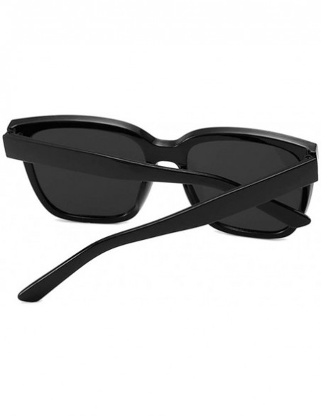 Square Unisex Sunglasses Fashion Bright Black Grey Drive Holiday Square Non-Polarized UV400 - Bright Black Grey - C118RLRLW38...