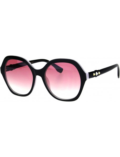 Butterfly Womens Horn Stud Bling 90s Plastic Butterfly Fashion Sunglasses - Black White Pink - CI18HU0KGCT $8.06