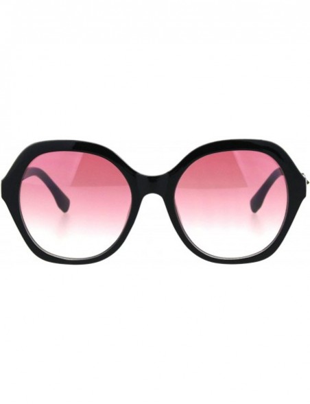 Butterfly Womens Horn Stud Bling 90s Plastic Butterfly Fashion Sunglasses - Black White Pink - CI18HU0KGCT $8.06