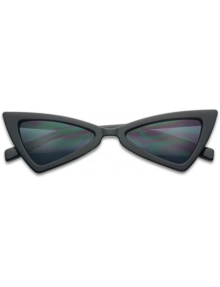 Oval 90s Small Cat Eye Sunglasses Triangle Butterfly Glasses Frame For Women - Glossy Black - Black - CE18HY59LIU $9.75