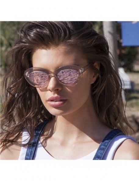 Cat Eye Women Men Sunglasses-Vintage Cat Eye Oval Shape Big Frame Sunglasses Eyewear - A - CZ18GECWQES $9.49