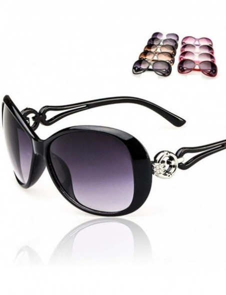 Oval Women Fashion Oval Shape UV400 Framed Sunglasses Sunglasses - Black - CO199HOZZI4 $16.42