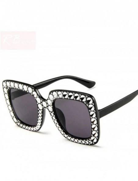 Square 2019 Sunglasses Women Square Large Frame Classic Vintage Outdoor T Black Gray - Black White - CS18Y2ONLWR $10.49