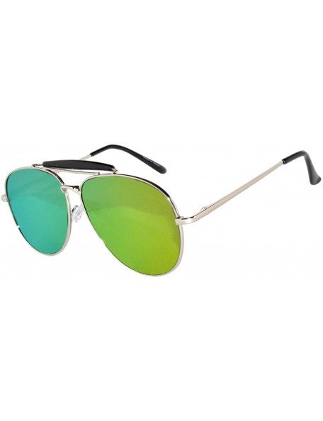 Aviator Aviator Women Men Metal Sunglasses Fashion Designer Frame Colored Lens - Flat_10389_c12_silv_pink - CF185ID77RR $9.03