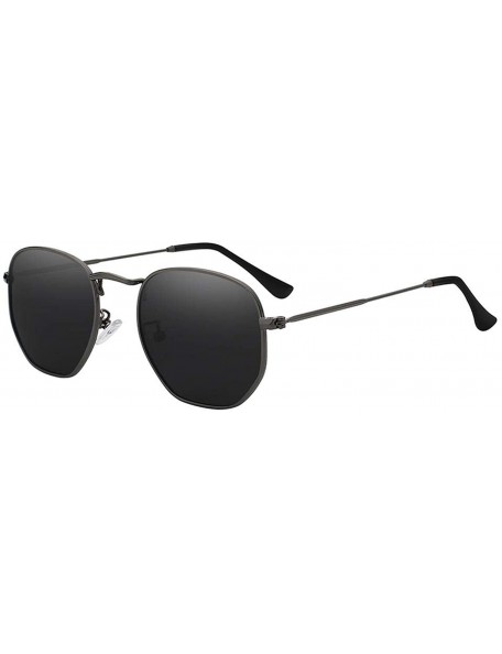 Square Polarized Sunglasses Men Vintage Sunglass Fashion Mens Summer Sun Glasses Top Quality UV400 - Gun Black W Black - CH19...
