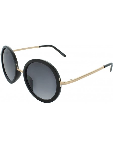 Round Classic Metal Bridge 50mm Round Sunglasses - Matte-black - CX11LQ6E4UL $7.75