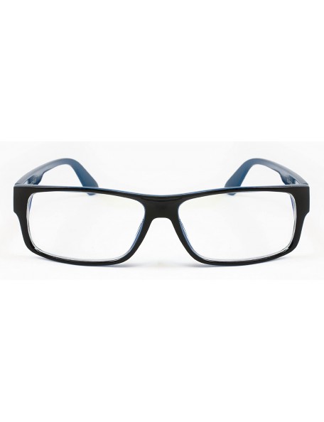 Square Unisex Retro Squared Celebrity Star Simple Clear Lens Fashion Glasses - 1836 Black/Dark Blue - CZ11T16JI5J $12.30