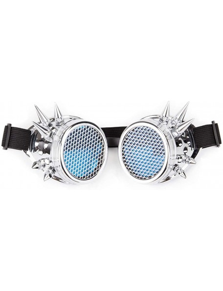 Sport Barbed Wire Steampunk Goggles Kaleidoscope Rave Glasses Vintage Punk Gothic Cosplay - Silver-blue Lens-20 - CE18HCO7IA0...