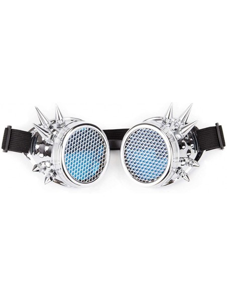 Sport Barbed Wire Steampunk Goggles Kaleidoscope Rave Glasses Vintage Punk Gothic Cosplay - Silver-blue Lens-20 - CE18HCO7IA0...