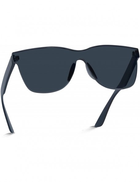 Oversized Horn Rimmed Tinted Colorful Lens Rimless Sunglasses - Black - CF18D8UO8OA $10.41