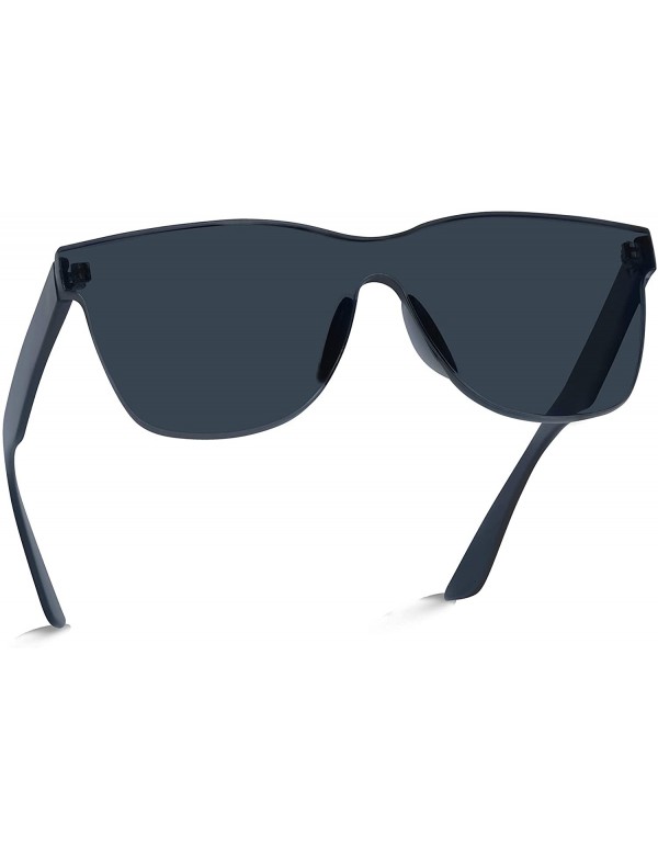 Oversized Horn Rimmed Tinted Colorful Lens Rimless Sunglasses - Black - CF18D8UO8OA $10.41