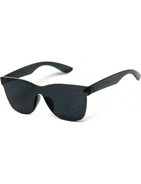 Oversized Horn Rimmed Tinted Colorful Lens Rimless Sunglasses - Black - CF18D8UO8OA $18.17