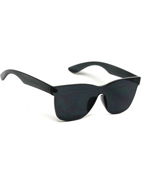 Oversized Horn Rimmed Tinted Colorful Lens Rimless Sunglasses - Black - CF18D8UO8OA $10.41