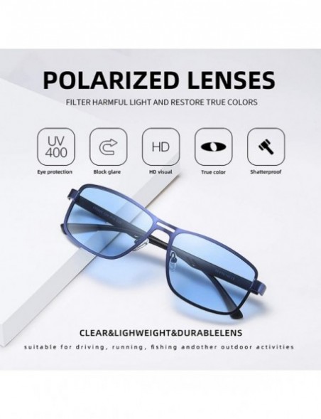 Rectangular Man Outdoor Sunglasses-Polarized Square Driving Shade Glasses-Fashion Eyewear - B - CZ190E77O3O $37.14