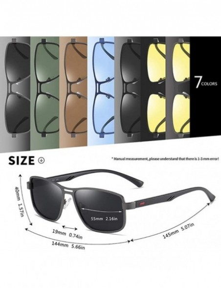 Rectangular Man Outdoor Sunglasses-Polarized Square Driving Shade Glasses-Fashion Eyewear - B - CZ190E77O3O $37.14