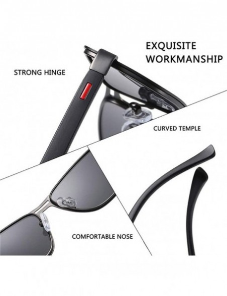 Rectangular Man Outdoor Sunglasses-Polarized Square Driving Shade Glasses-Fashion Eyewear - B - CZ190E77O3O $37.14