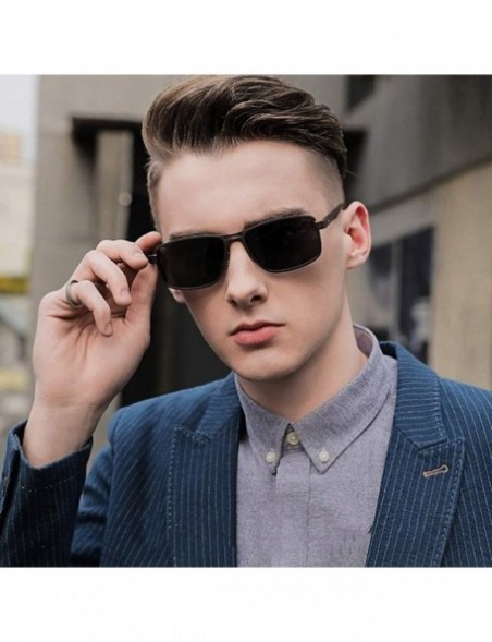 Rectangular Man Outdoor Sunglasses-Polarized Square Driving Shade Glasses-Fashion Eyewear - B - CZ190E77O3O $37.14