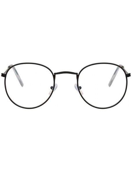 Round Round Glasses Frame Men Anti Blue Light Glasses Women Fake Glasses Oval Eyeglasses Frame Transparent Lens - Black - C71...