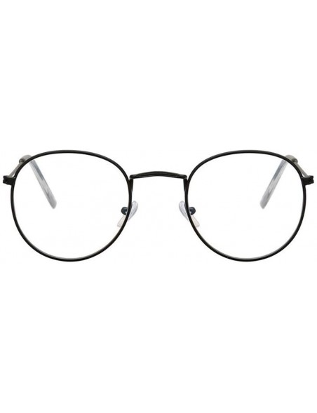 Round Round Glasses Frame Men Anti Blue Light Glasses Women Fake Glasses Oval Eyeglasses Frame Transparent Lens - Black - C71...