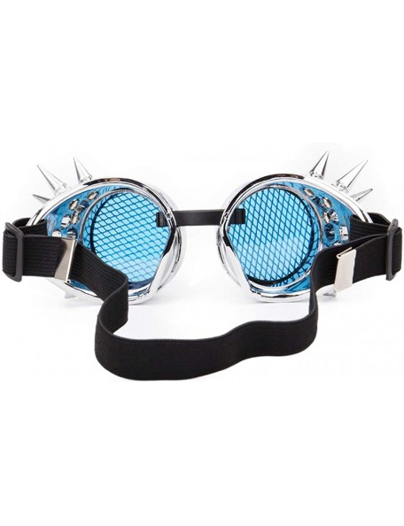 Sport Barbed Wire Steampunk Goggles Kaleidoscope Rave Glasses Vintage Punk Gothic Cosplay - Silver-blue Lens-20 - CE18HCO7IA0...