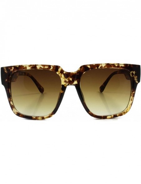 Square Oversized 80s Classic Retro Hip Hop Rapper Style Sun Glasses Thick Frame - Tortoise & Brown - CR18SY37HCE $9.38