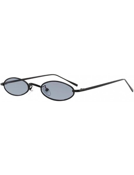 Oval Small Oval Frame Retro Sunglasses - 80's & 90's Style UNISEX - Black Frame /Grey Lens - CF18XXHCXXE $7.35