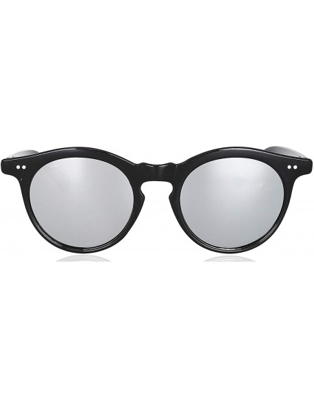 Round Vintage Round Wayfer Women's Sunglasses - Black Frame/Silver Lens - CJ18U78WX59 $12.37