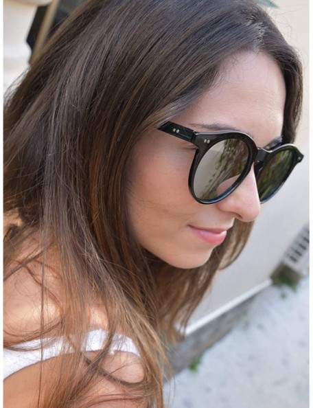 Round Vintage Round Wayfer Women's Sunglasses - Black Frame/Silver Lens - CJ18U78WX59 $12.37