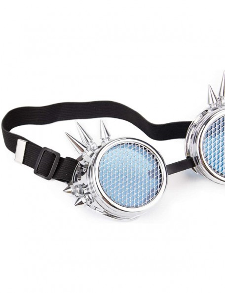 Sport Barbed Wire Steampunk Goggles Kaleidoscope Rave Glasses Vintage Punk Gothic Cosplay - Silver-blue Lens-20 - CE18HCO7IA0...