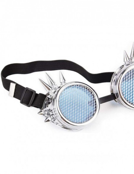 Sport Barbed Wire Steampunk Goggles Kaleidoscope Rave Glasses Vintage Punk Gothic Cosplay - Silver-blue Lens-20 - CE18HCO7IA0...