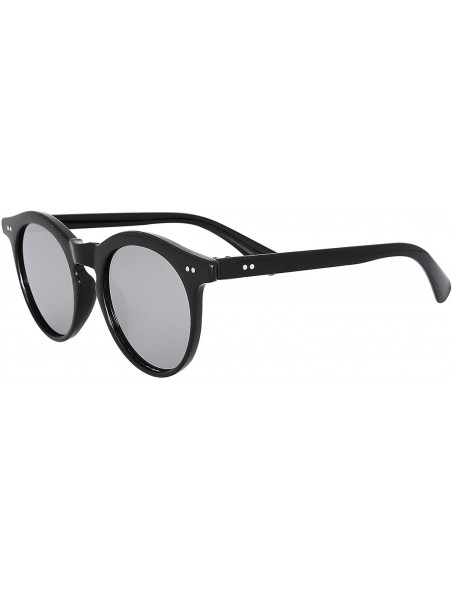 Round Vintage Round Wayfer Women's Sunglasses - Black Frame/Silver Lens - CJ18U78WX59 $12.37