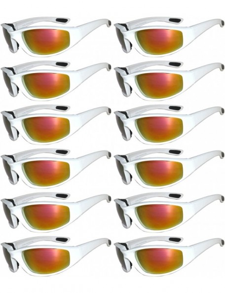 Goggle Wholesale of 12 Pairs Motorcycle Padded Foam Glasses Assorted Color Lens - 12_white_red - CU12O18W74G $46.18