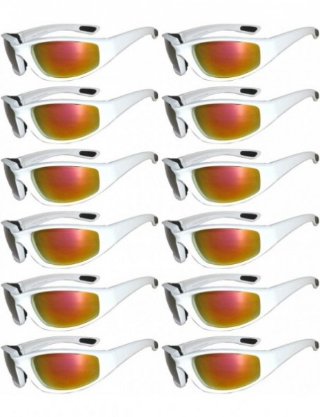Goggle Wholesale of 12 Pairs Motorcycle Padded Foam Glasses Assorted Color Lens - 12_white_red - CU12O18W74G $46.18
