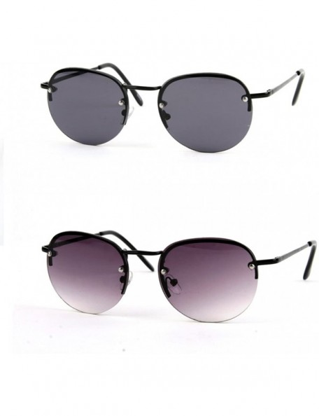 Round Classic Round Aviator Sunglasses P2171 - 2 Pcs Black-smoke & Black-gradientsmoke - C812456WOJB $14.99