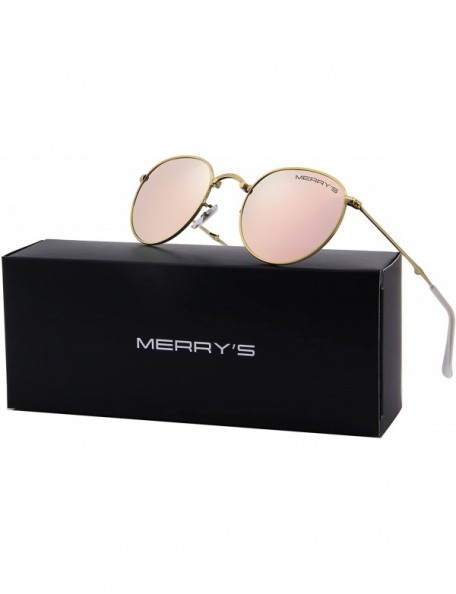 Sport Men Retro Folded Polarized Sunglasses Women Classic Oval Sunglasses S8093 - Gold&pink - CD17YGHG55D $12.12