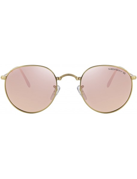 Sport Men Retro Folded Polarized Sunglasses Women Classic Oval Sunglasses S8093 - Gold&pink - CD17YGHG55D $12.12