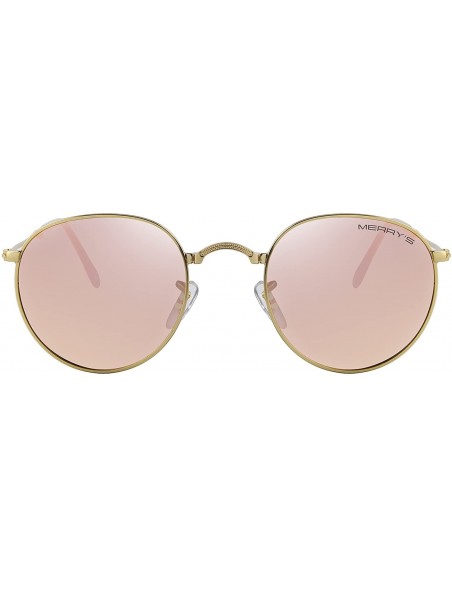 Sport Men Retro Folded Polarized Sunglasses Women Classic Oval Sunglasses S8093 - Gold&pink - CD17YGHG55D $12.12